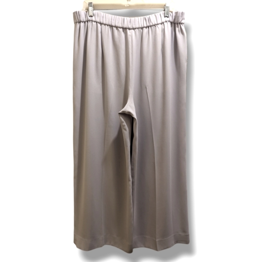 J. Crew Wide-Leg High Rise Crop Pant 365 Crepe Pleated Trousers Oyster Grey- 12T - Picture 2 of 9